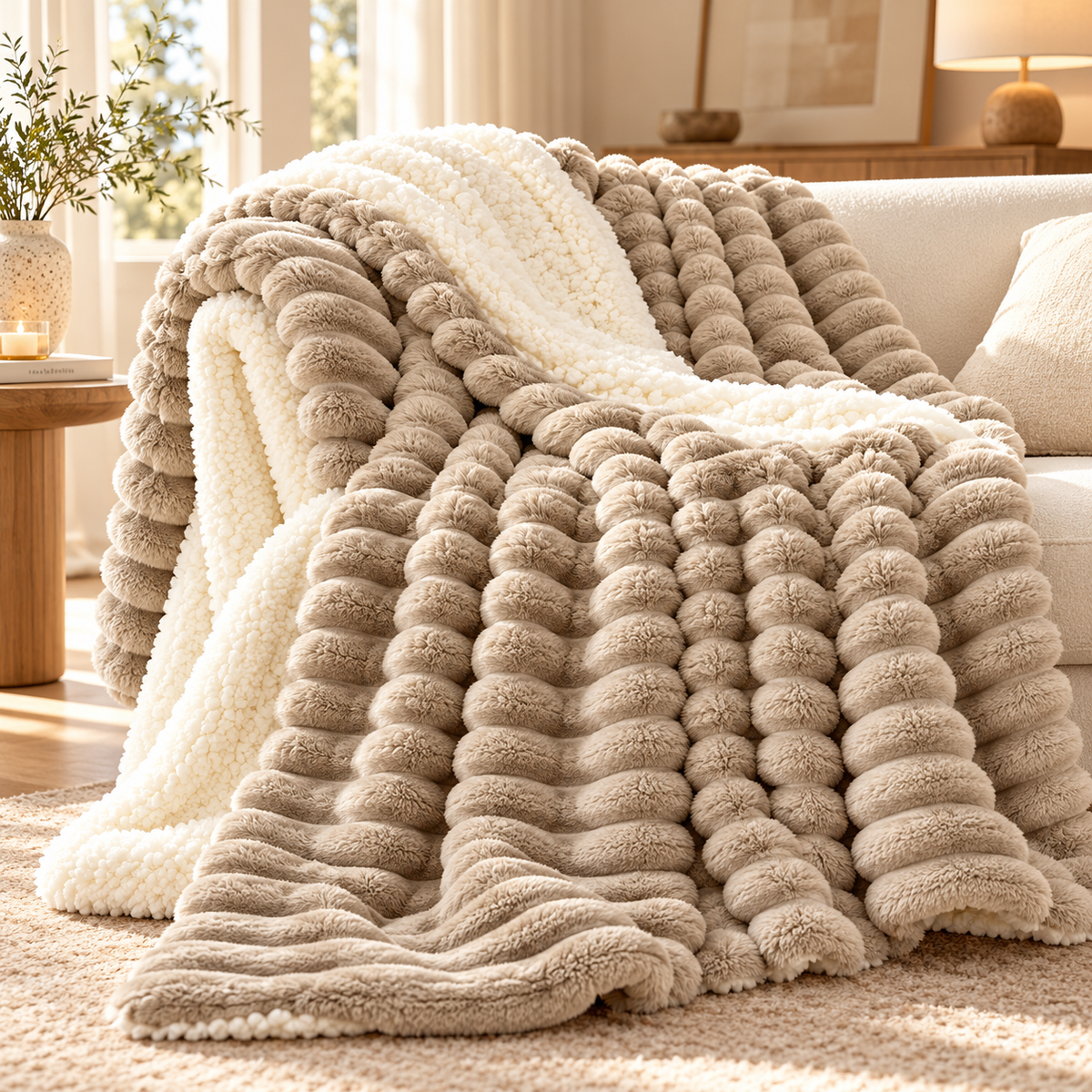 Rabbit Sherpa Fleece Blanket