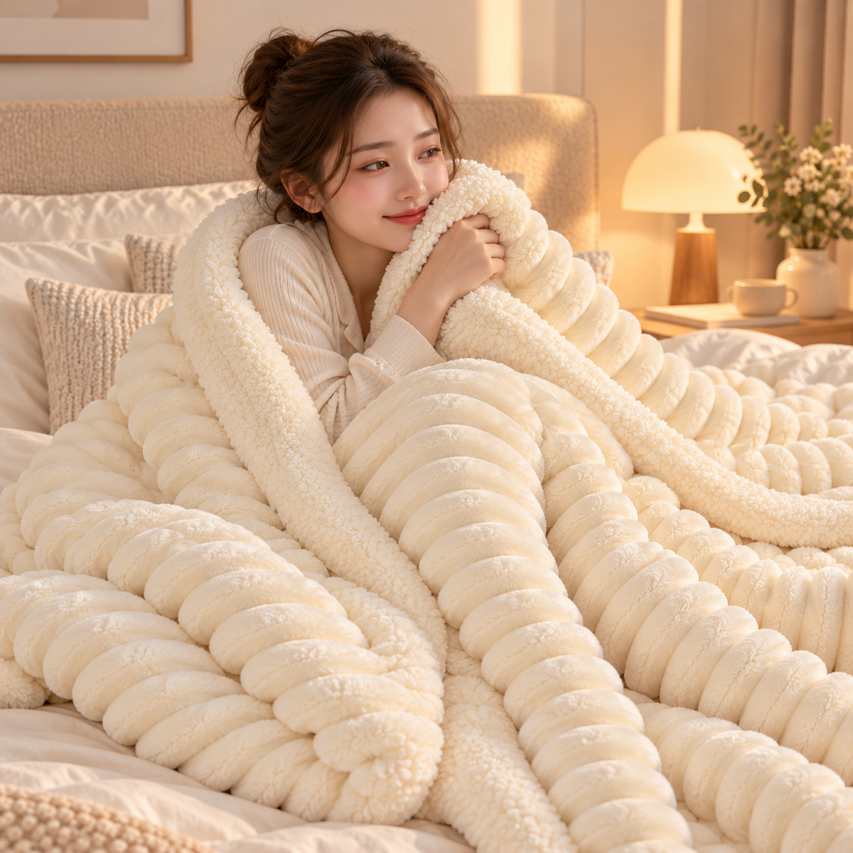 Rabbit Sherpa Fleece Blanket