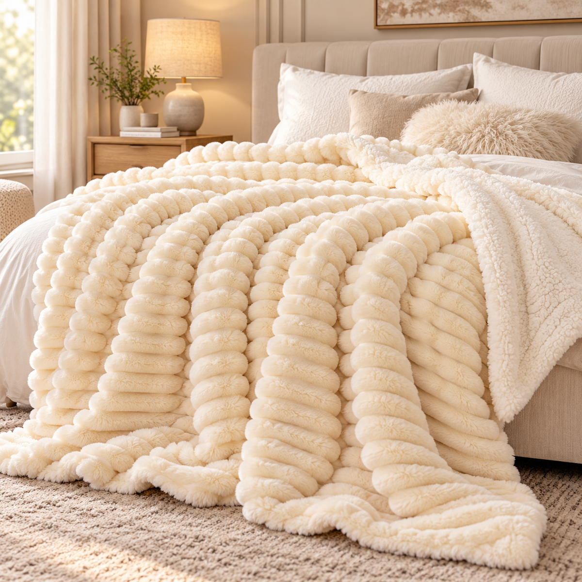 Rabbit Sherpa Fleece Blanket