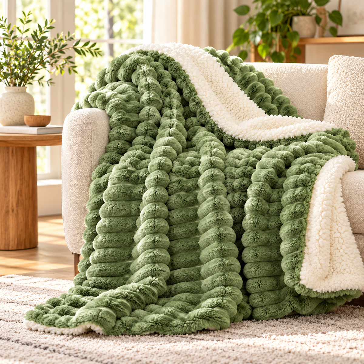 Rabbit Sherpa Fleece Blanket